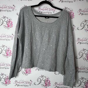 H&M Gray sweater bling rhinestone crystal diamond shirt Top